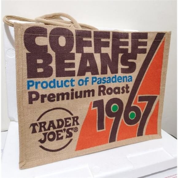 Trader Joe’s “Coffee Beans / Pasadena 1967” Jute Tote Premium Collector - Picture 1 of 11